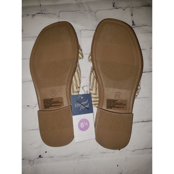 UNIVERSAL Thread Women's Louise Chevron Print Knotted Slide Sandals Tan Size 6.5 - Picture 2 of 4